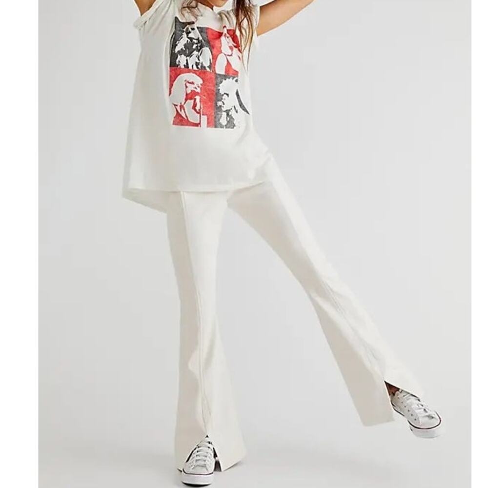Free People Real Deal Slit Vegan Leather Pants White